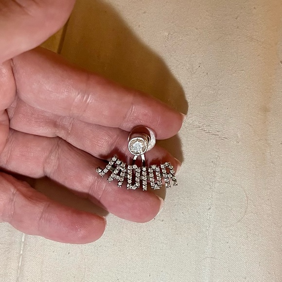 Designer inspired asymmetric CZ earrings - Picture 4 of 6